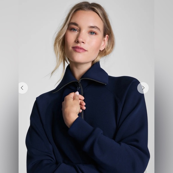 Spanx Air Essentials Half Zip, Navy - Picture 2 of 8